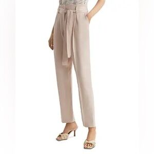 REISS Mylie Tapered Leg Linen Blend Pants Neutral Size 8